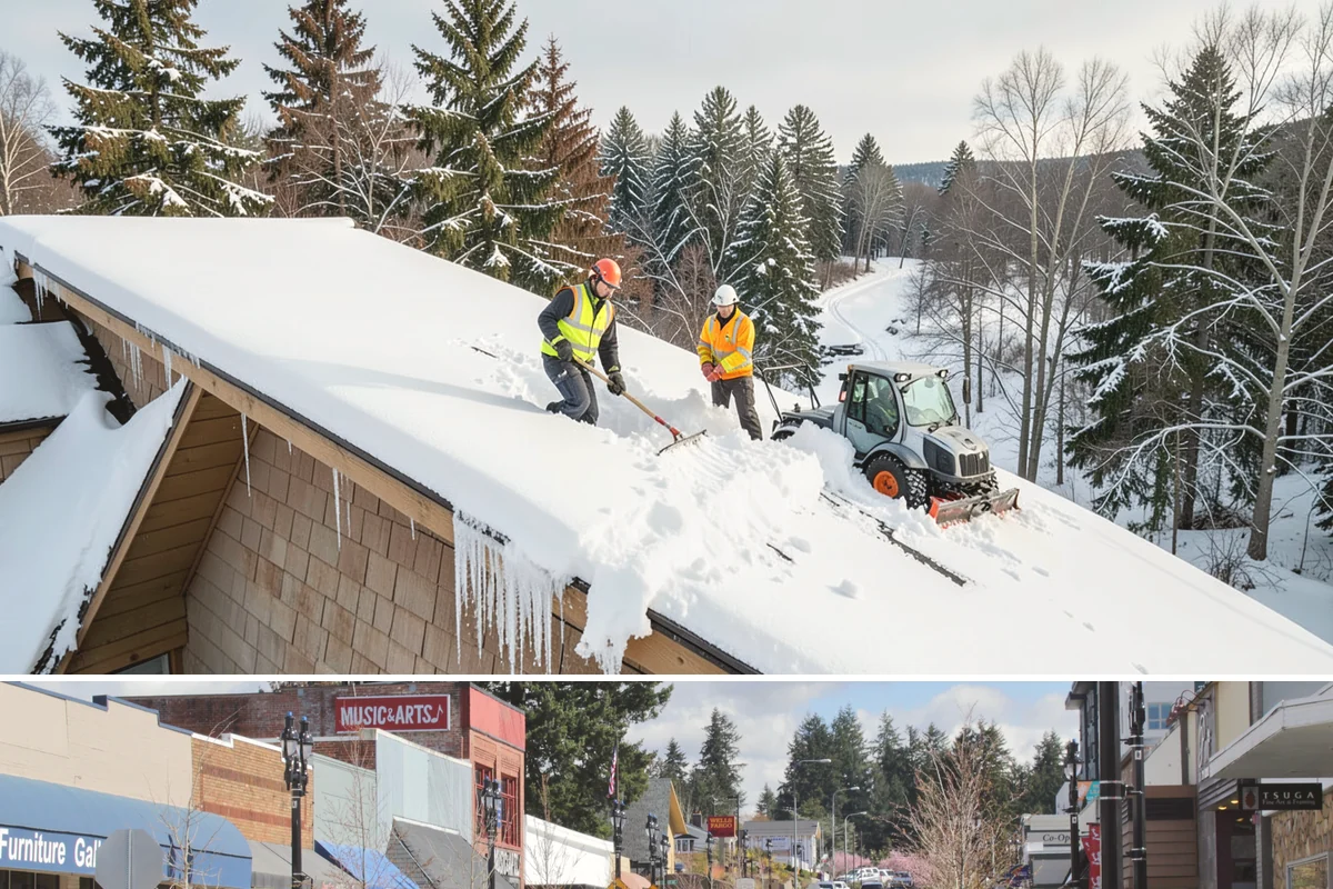 Circular Driveway Snow Removal in Bothell, King County, WA - Circular driveway service is busiest during lowland snowfalls in midwinter.
