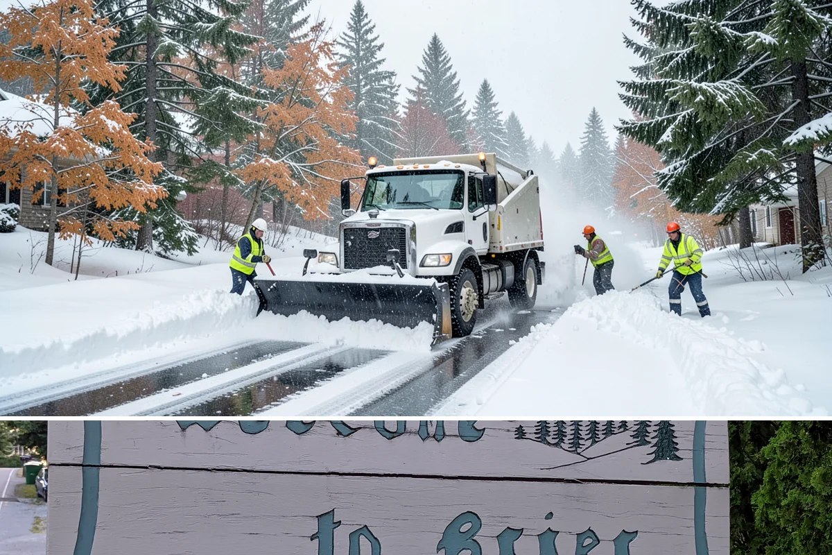 Circular Driveway Snow Removal in Brier, Snohomish County, WA - Circular driveway service is busiest during lowland snowfalls in midwinter.