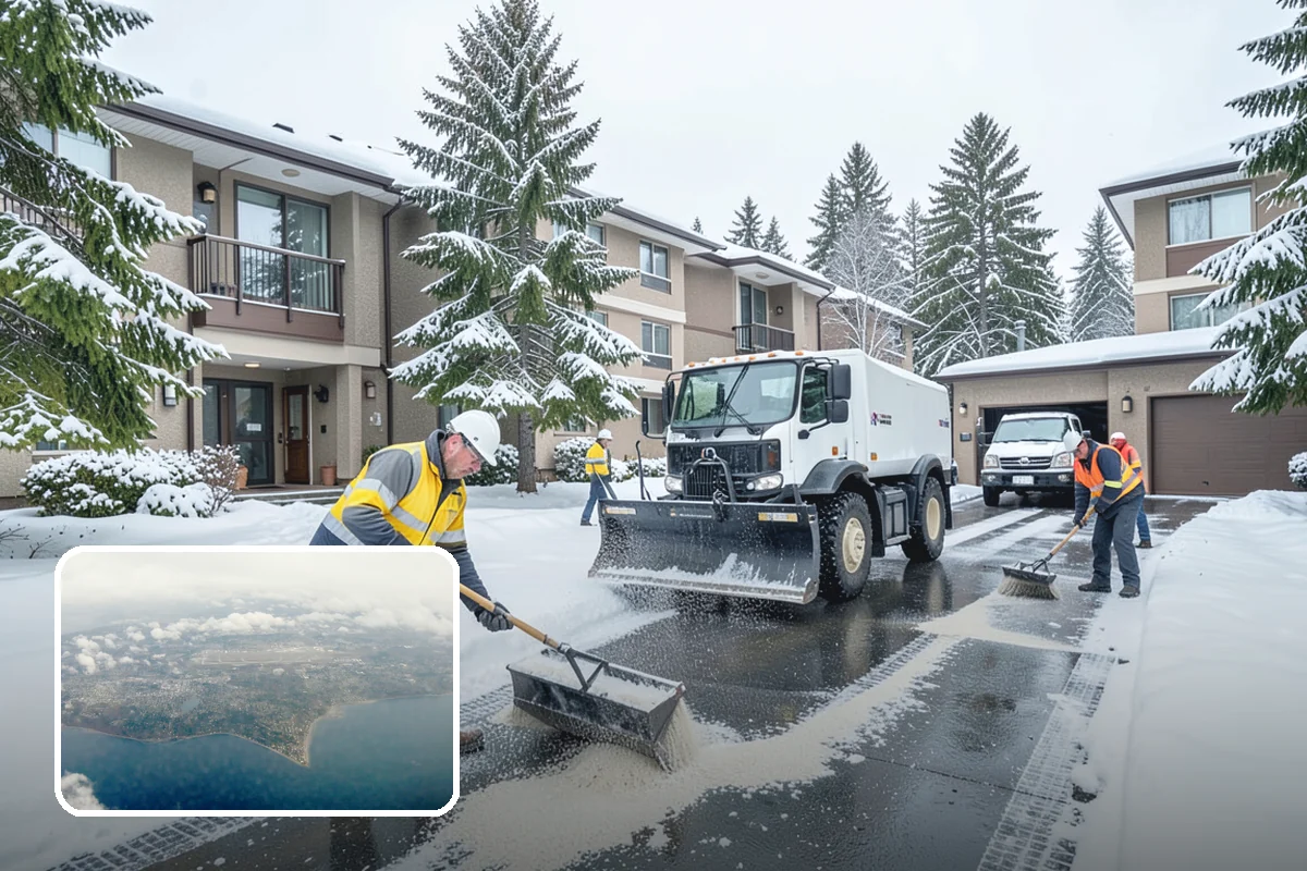 Circular Driveway Snow Removal in Burien, King County, WA - Even clearing around the full loop