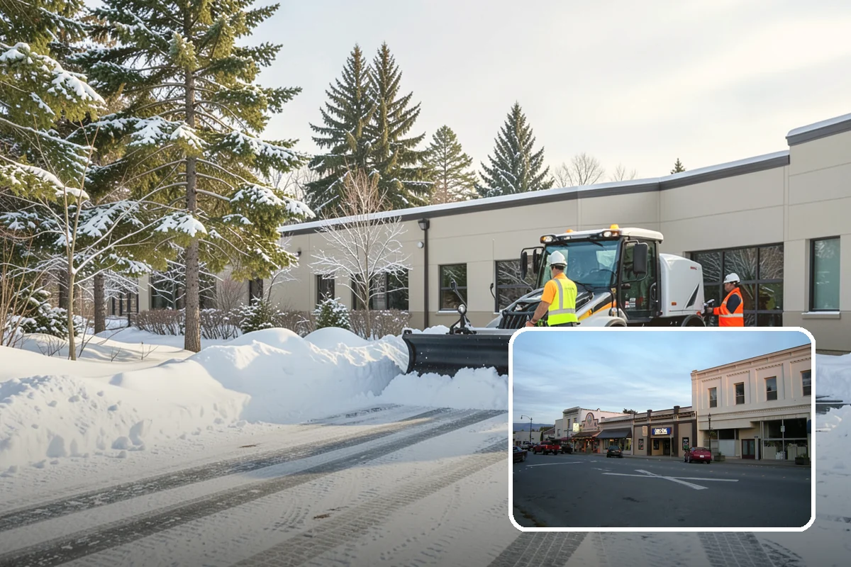 Circular Driveway Snow Removal in Burlington, Skagit County, WA - Even clearing around the full loop