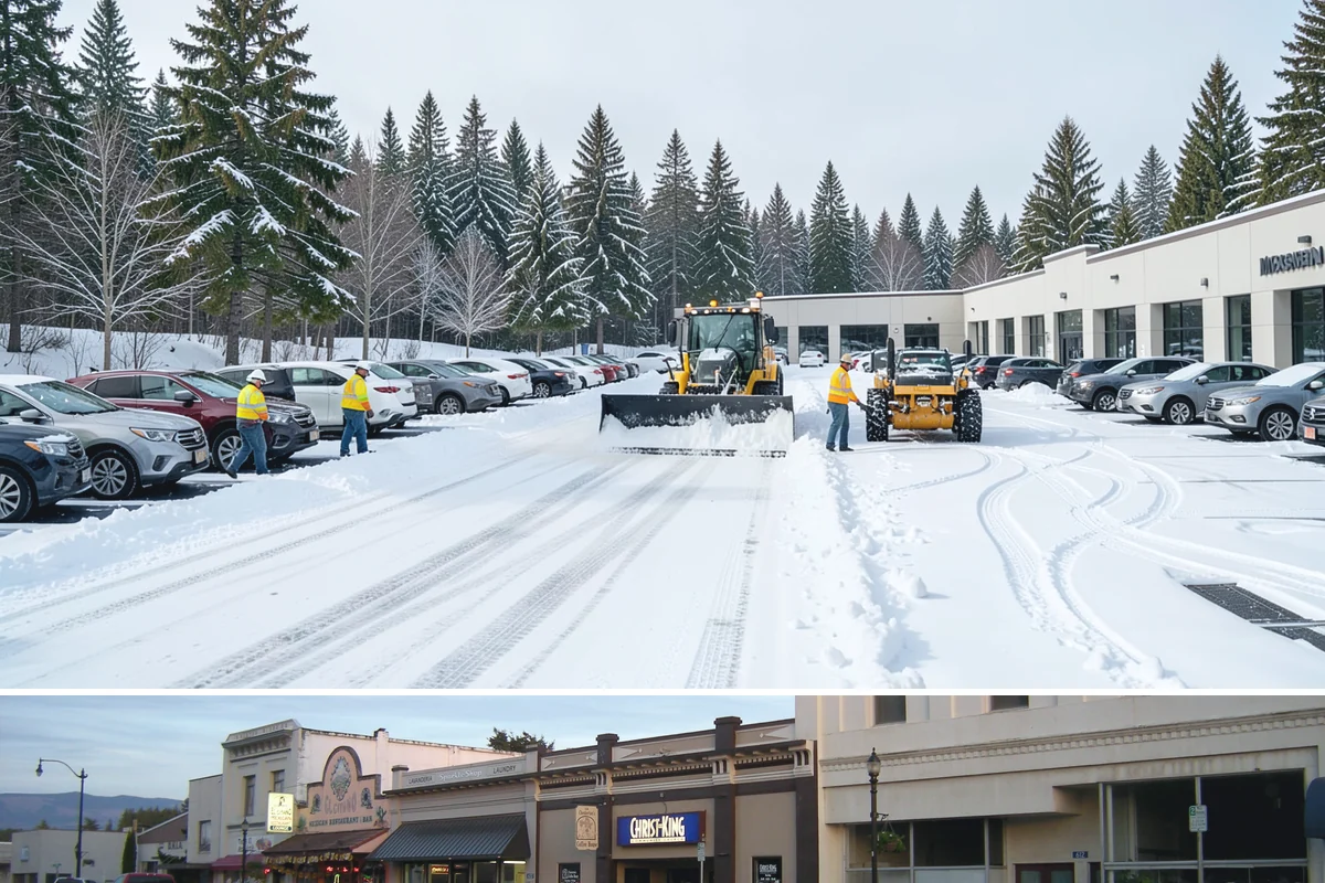 Circular Driveway Snow Removal in Burlington, Skagit County, WA - Circular driveway service is busiest during lowland snowfalls in midwinter.