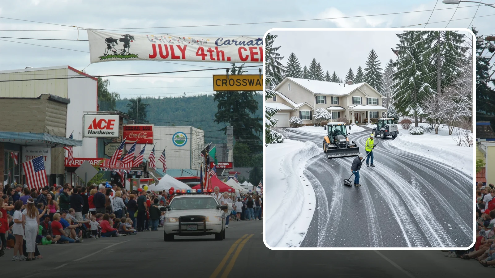 Circular Driveway Snow Removal in Carnation, King County, WA - We clear curved circular driveways evenly so the full loop stays open and safe.