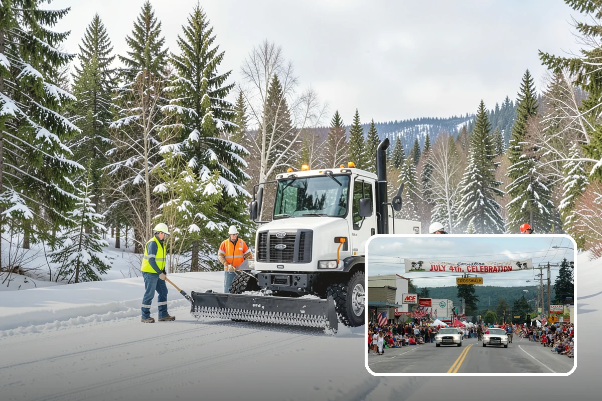 Circular Driveway Snow Removal in Carnation, King County, WA - Even clearing around the full loop