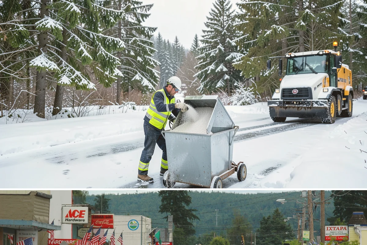 Circular Driveway Snow Removal in Carnation, King County, WA - Circular driveway service is busiest during lowland snowfalls in midwinter.
