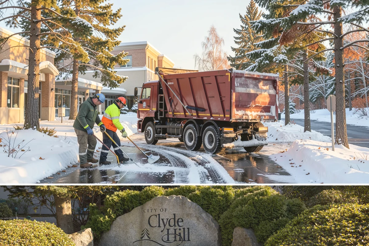 Circular Driveway Snow Removal in Clyde Hill, King County, WA - Circular driveway service is busiest during lowland snowfalls in midwinter.