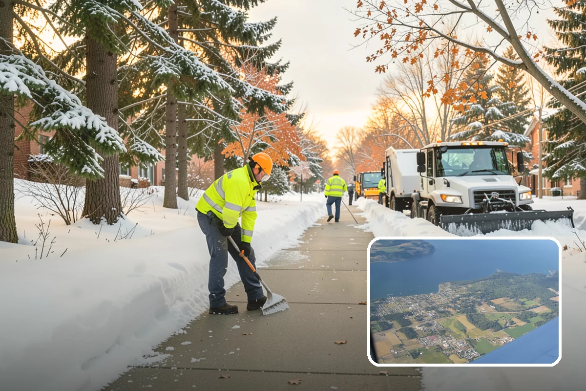 Circular Driveway Snow Removal in Coupeville, Island County, WA - Even clearing around the full loop
