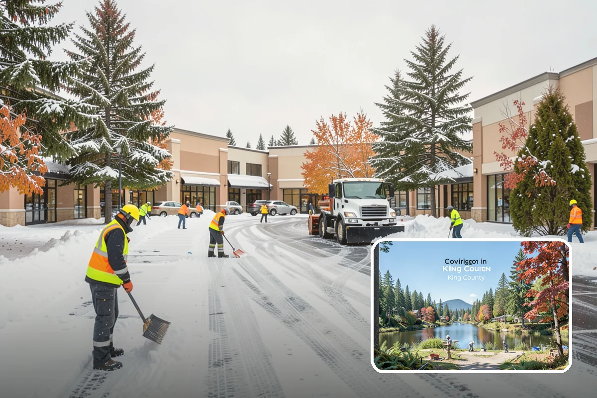 Circular Driveway Snow Removal in Covington, King County, WA - Even clearing around the full loop