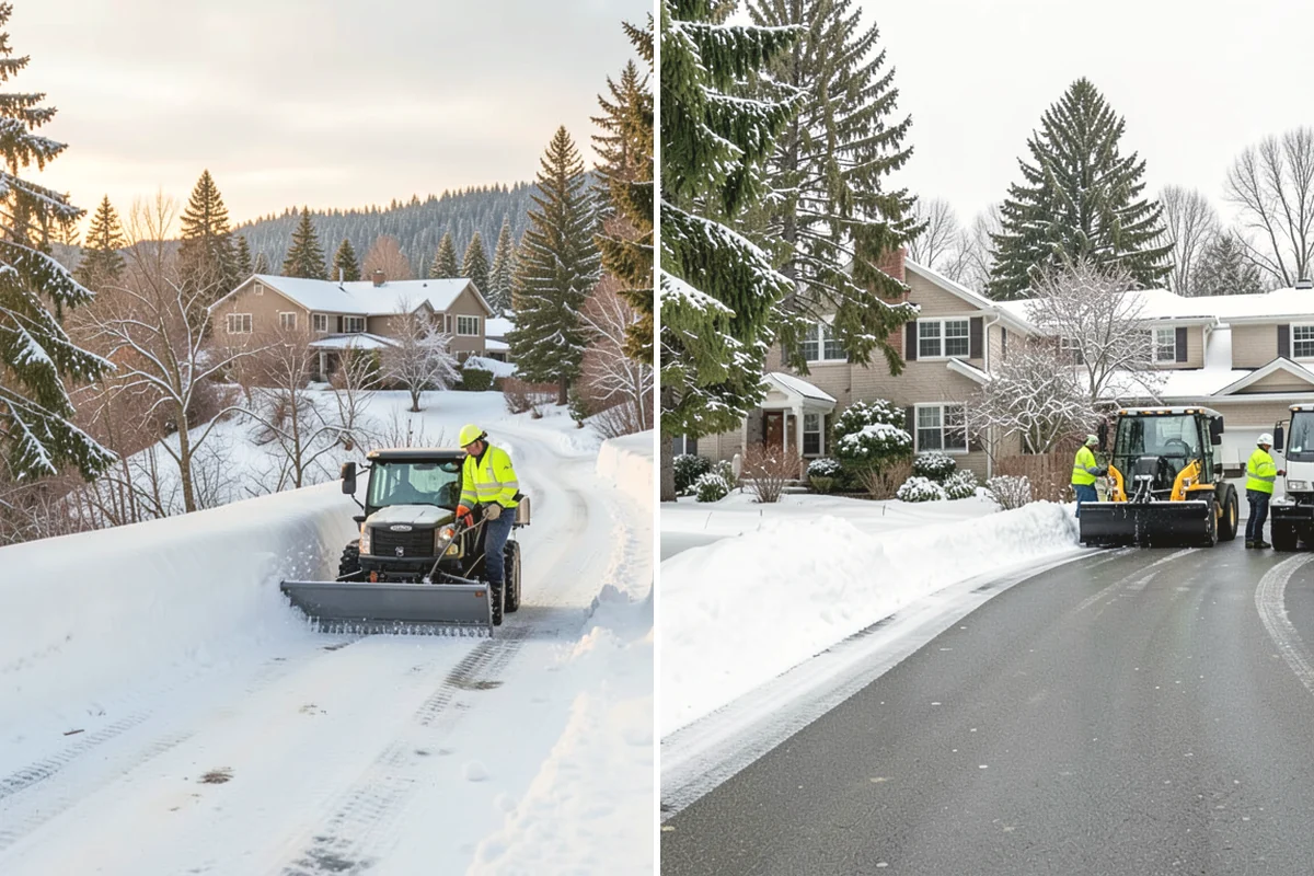Circular Driveway Snow Removal in Covington, King County, WA - We clear the full circular path to pavement