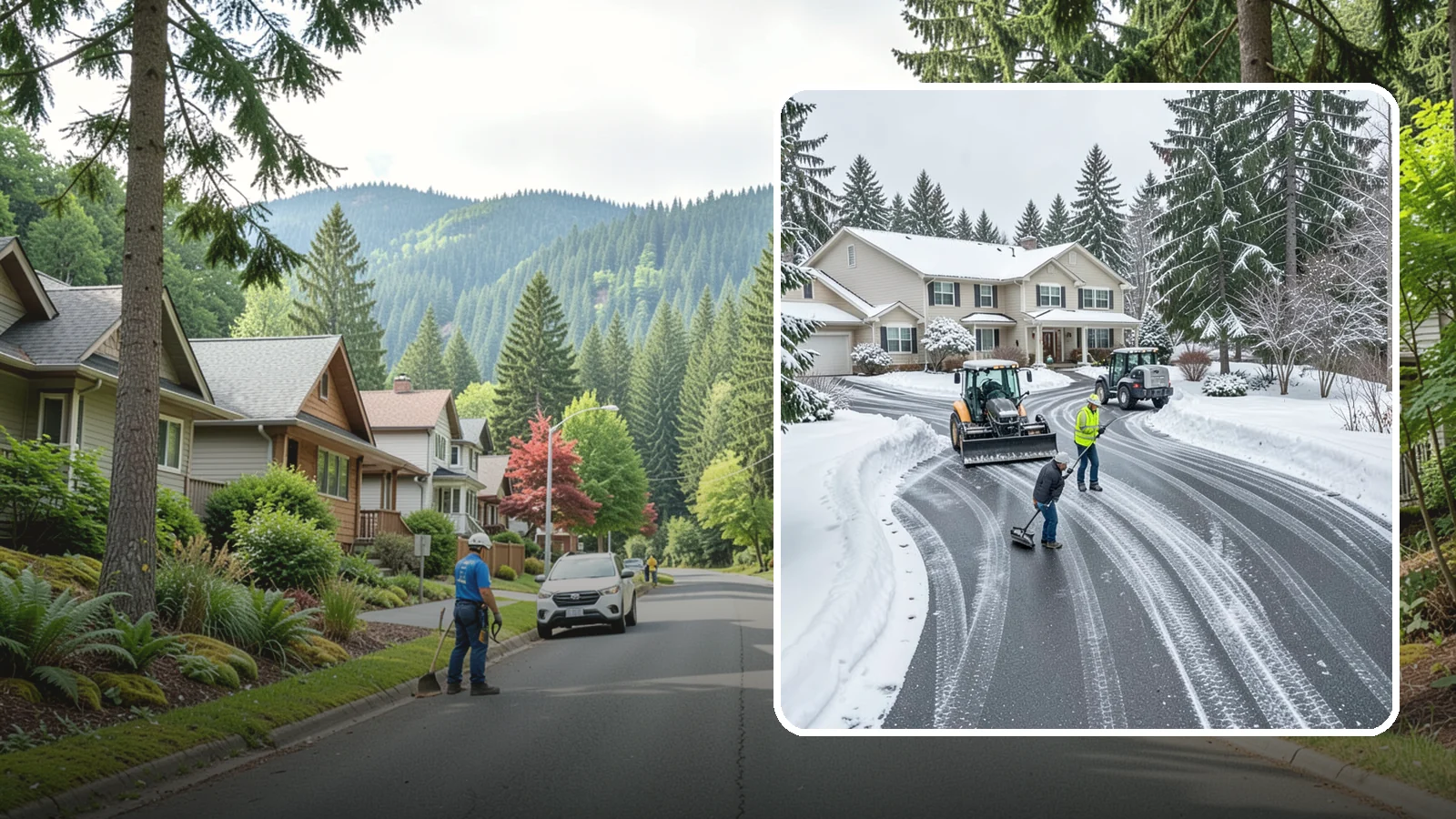 Circular Driveway Snow Removal in Darrington, Snohomish County, WA - We clear curved circular driveways evenly so the full loop stays open and safe.