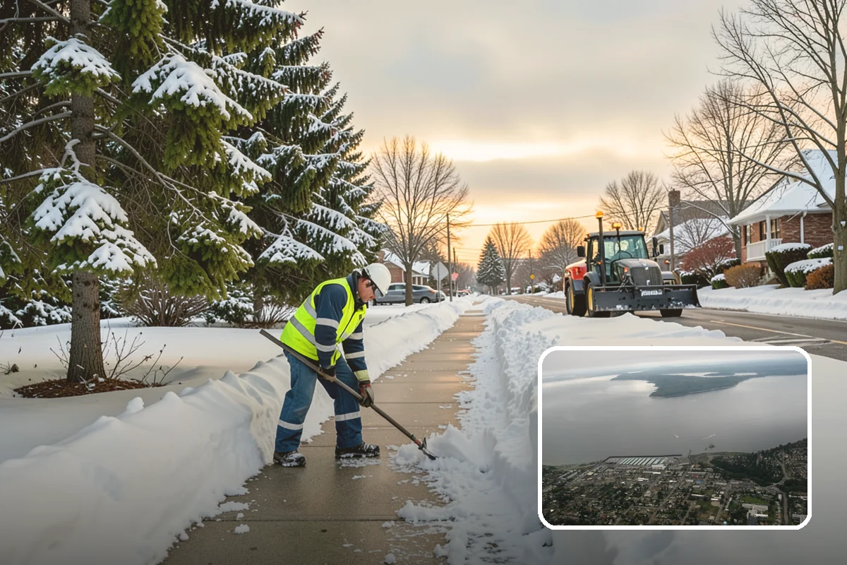 Circular Driveway Snow Removal in Des Moines, King County, WA - Even clearing around the full loop