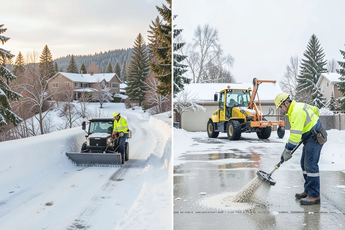 Circular Driveway Snow Removal in Des Moines, King County, WA - We clear the full circular path to pavement