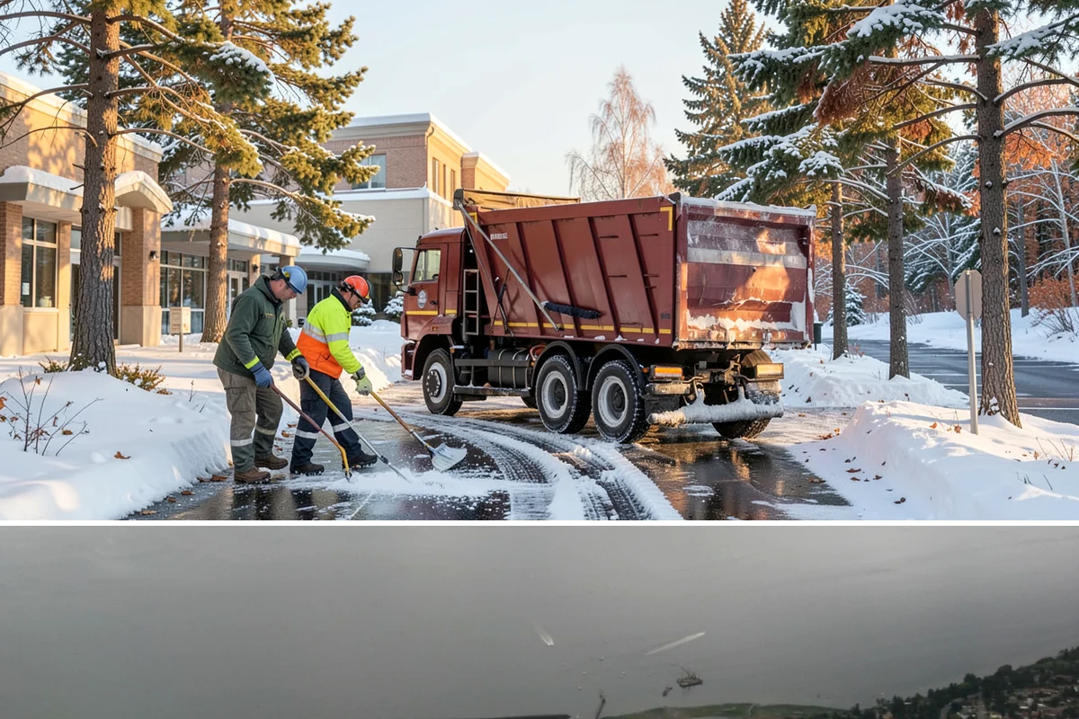 Circular Driveway Snow Removal in Des Moines, King County, WA - Circular driveway service is busiest during lowland snowfalls in midwinter.