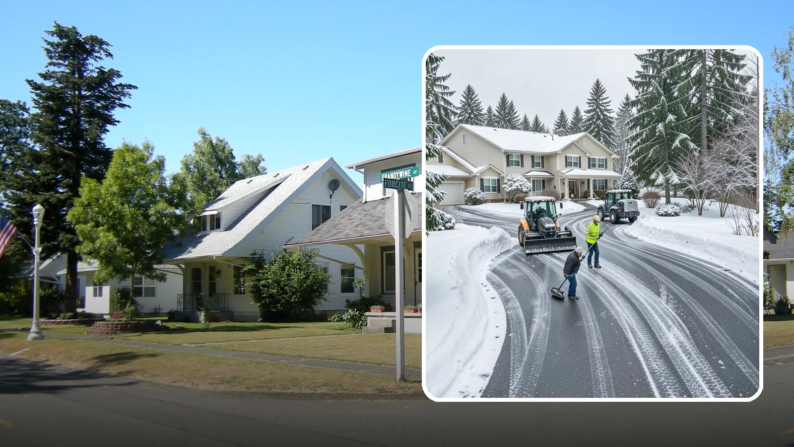 Circular Driveway Snow Removal in DuPont, Pierce County, WA - We clear curved circular driveways evenly so the full loop stays open and safe.