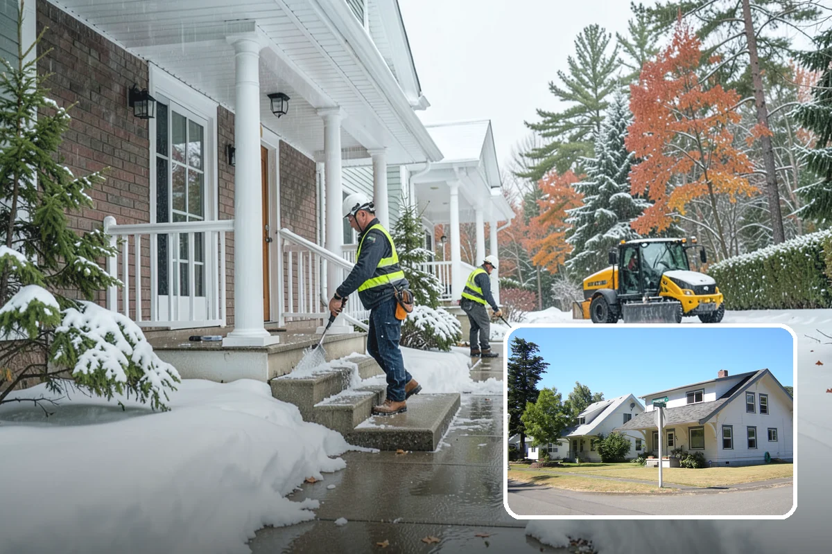 Circular Driveway Snow Removal in DuPont, Pierce County, WA - Even clearing around the full loop