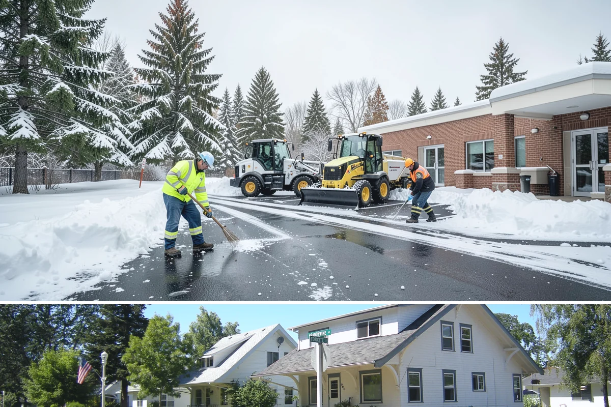 Circular Driveway Snow Removal in DuPont, Pierce County, WA - Circular driveway service is busiest during lowland snowfalls in midwinter.