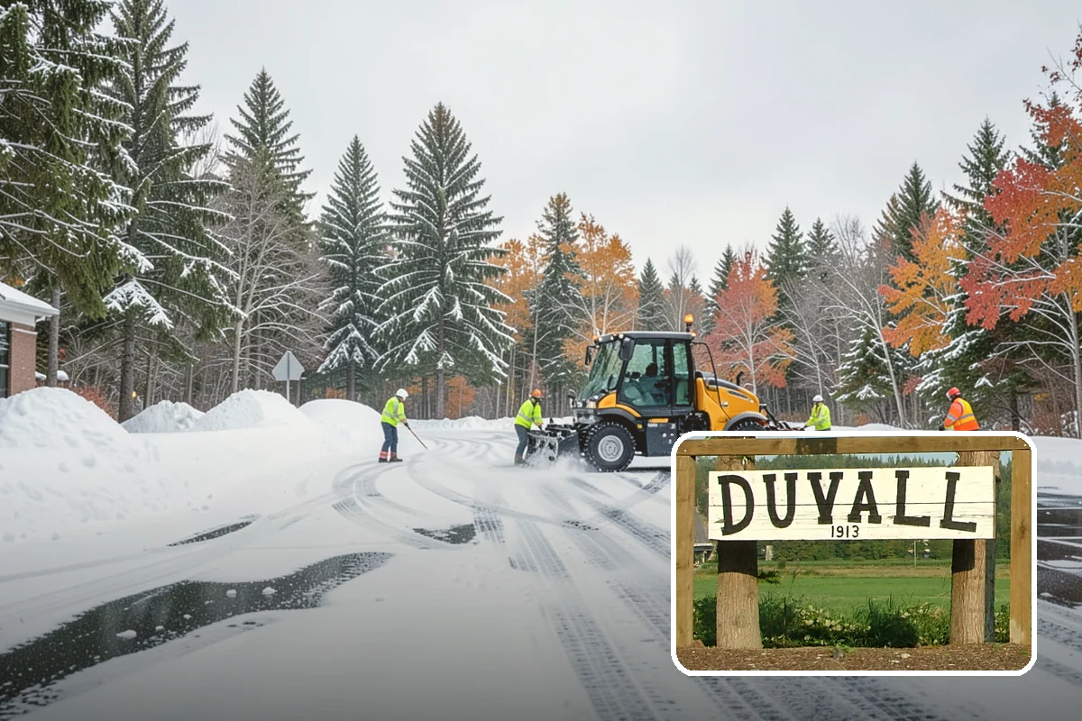 Circular Driveway Snow Removal in Duvall, King County, WA - Even clearing around the full loop