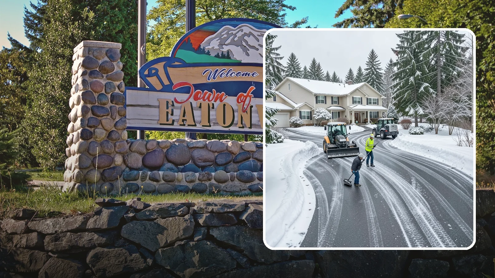 Circular Driveway Snow Removal in Eatonville, Pierce County, WA - We clear curved circular driveways evenly so the full loop stays open and safe.