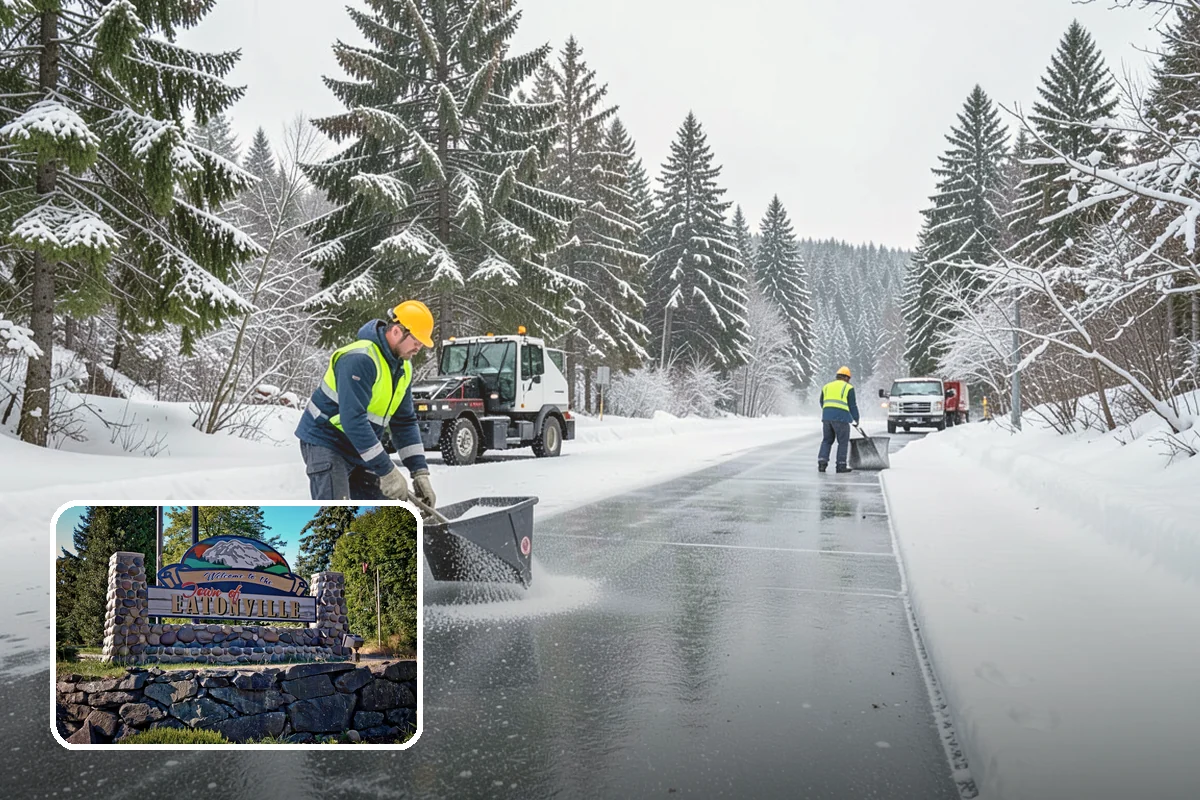 Circular Driveway Snow Removal in Eatonville, Pierce County, WA - Even clearing around the full loop