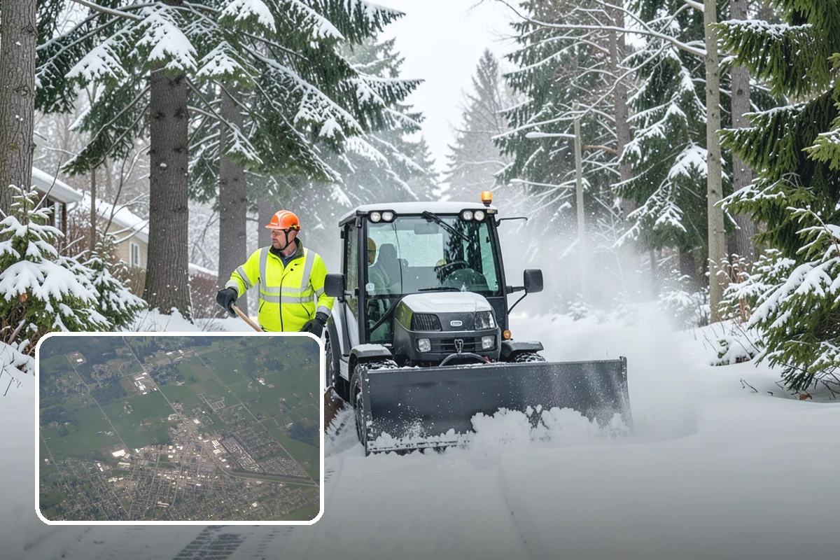 Circular Driveway Snow Removal in Enumclaw, King County, WA - Even clearing around the full loop