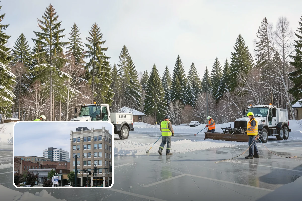 Circular Driveway Snow Removal in Everett, Snohomish County, WA - Even clearing around the full loop