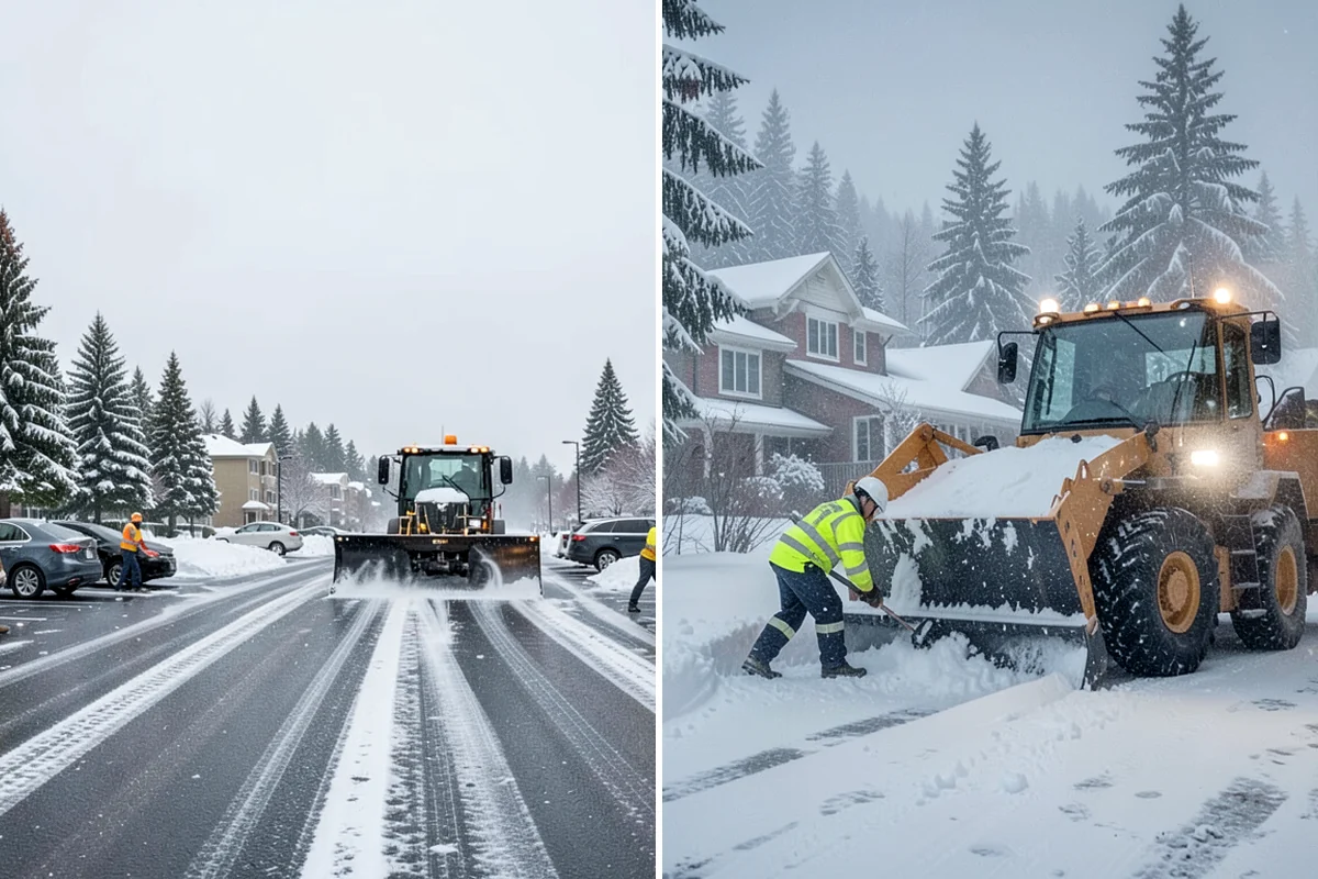 Circular Driveway Snow Removal in Everett, Snohomish County, WA - We clear the full circular path to pavement