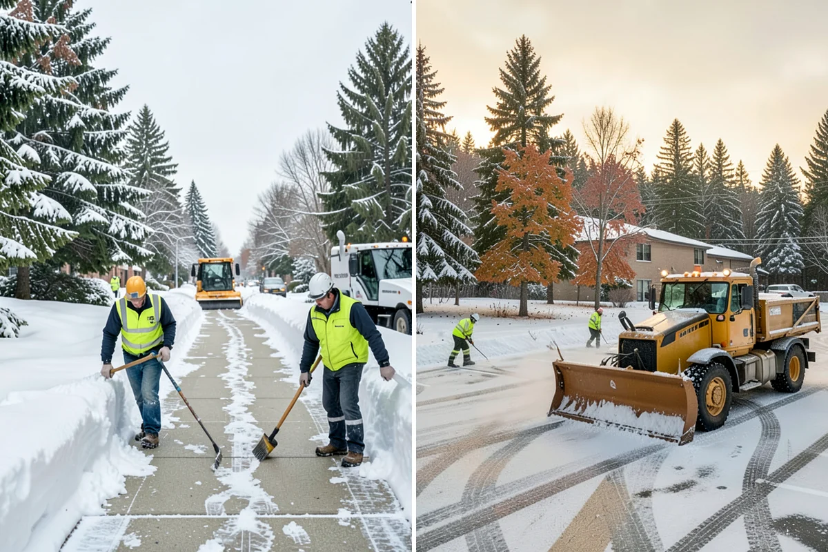Circular Driveway Snow Removal in Federal Way, King County, WA - We clear the full circular path to pavement