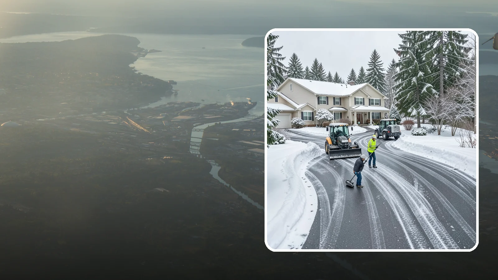 Circular Driveway Snow Removal in Fife, Pierce County, WA - We clear curved circular driveways evenly so the full loop stays open and safe.