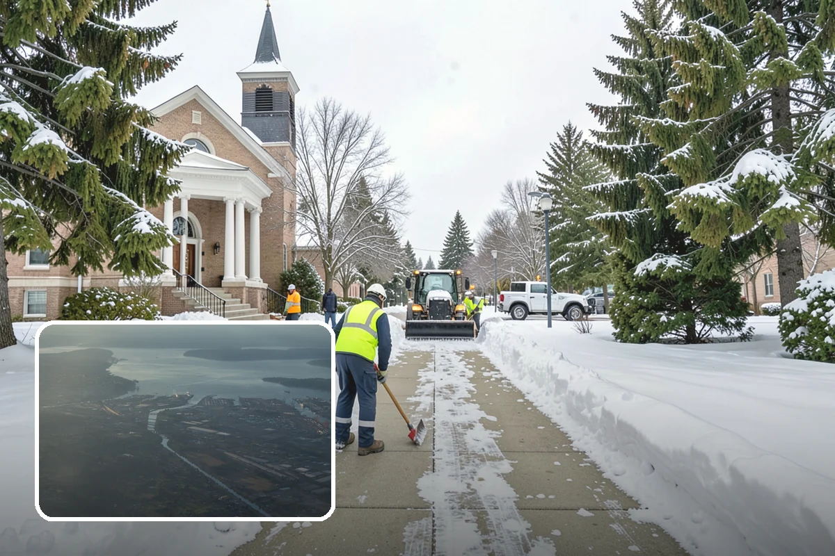 Circular Driveway Snow Removal in Fife, Pierce County, WA - Even clearing around the full loop