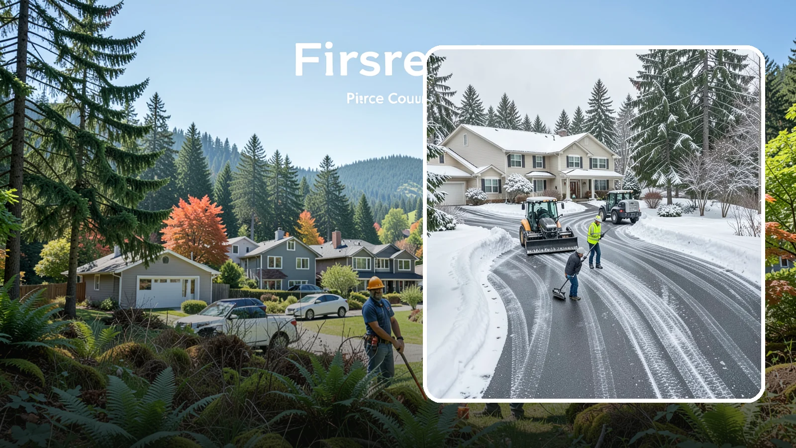 Circular Driveway Snow Removal in Fircrest, Pierce County, WA - We clear curved circular driveways evenly so the full loop stays open and safe.