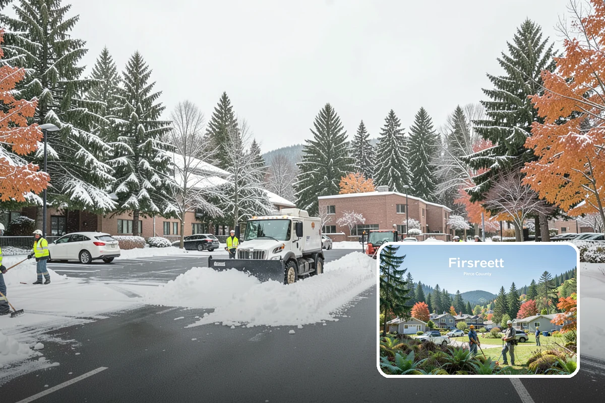 Circular Driveway Snow Removal in Fircrest, Pierce County, WA - Even clearing around the full loop