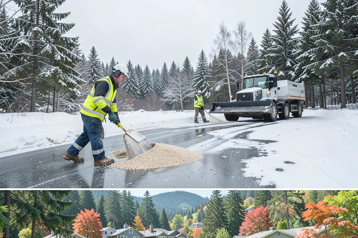 Circular Driveway Snow Removal in Fircrest, Pierce County, WA - Circular driveway service is busiest during lowland snowfalls in midwinter.