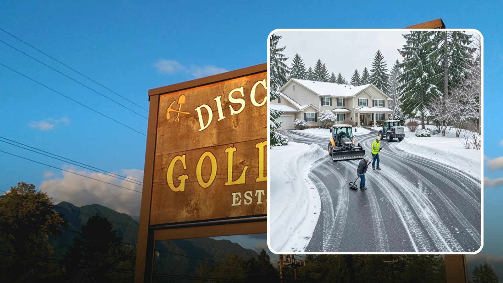 Circular Driveway Snow Removal in Gold Bar, Snohomish County, WA - We clear curved circular driveways evenly so the full loop stays open and safe.
