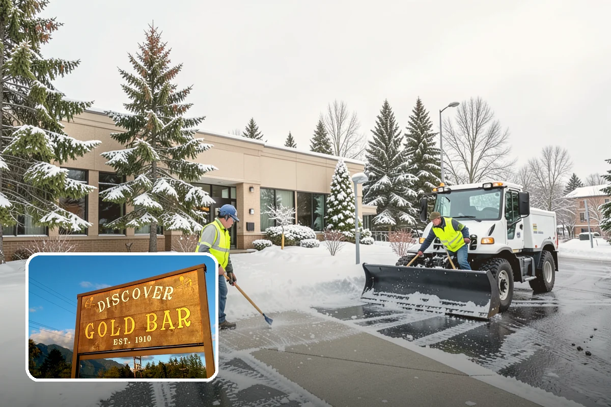 Circular Driveway Snow Removal in Gold Bar, Snohomish County, WA - Even clearing around the full loop