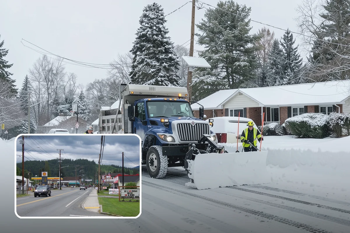 Circular Driveway Snow Removal in Granite Falls, Snohomish County, WA - Even clearing around the full loop