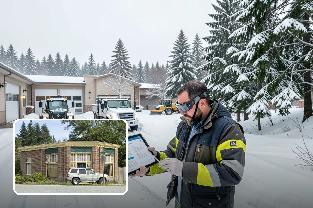 Circular Driveway Snow Removal in Hamilton, Skagit County, WA - Even clearing around the full loop