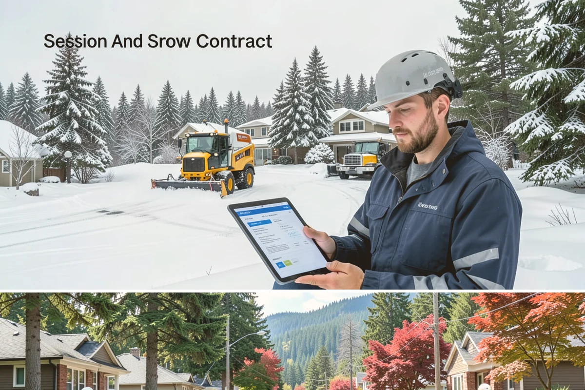 Circular Driveway Snow Removal in Hunts Point, King County, WA - Circular driveway service is busiest during lowland snowfalls in midwinter.