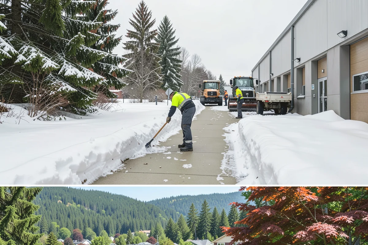 Circular Driveway Snow Removal in Index, Snohomish County, WA - Circular driveway service is busiest during lowland snowfalls in midwinter.