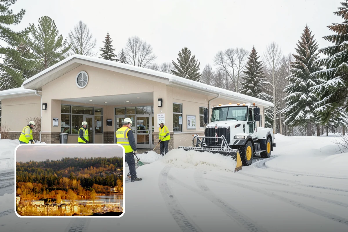 Circular Driveway Snow Removal in Kenmore, King County, WA - Even clearing around the full loop