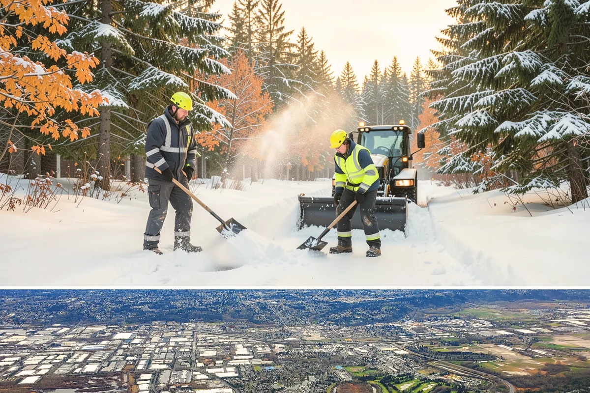 Circular Driveway Snow Removal in Kent, King County, WA - Circular driveway service is busiest during lowland snowfalls in midwinter.