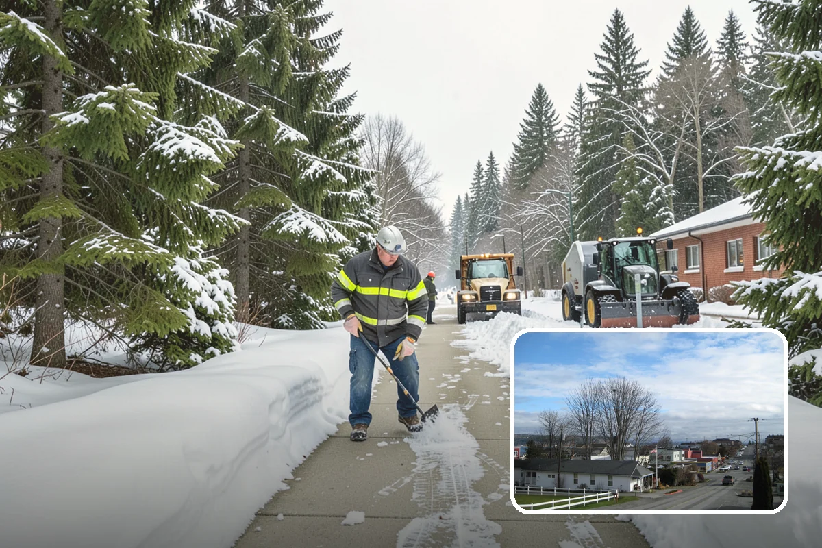 Circular Driveway Snow Removal in Langley, Island County, WA - Even clearing around the full loop