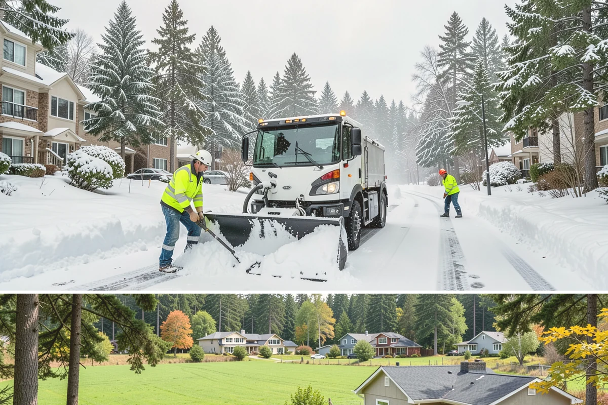 Circular Driveway Snow Removal in Lyman, Skagit County, WA - Circular driveway service is busiest during lowland snowfalls in midwinter.
