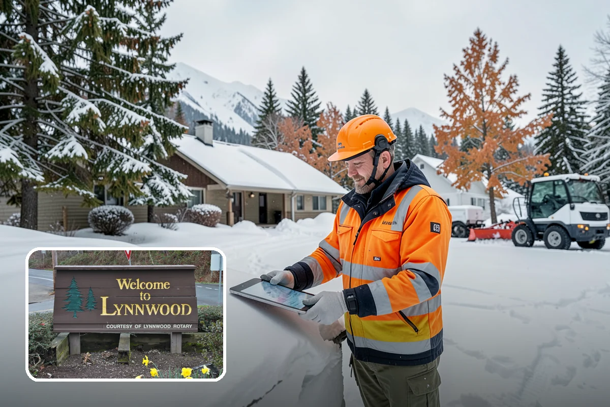 Circular Driveway Snow Removal in Lynnwood, Snohomish County, WA - Even clearing around the full loop