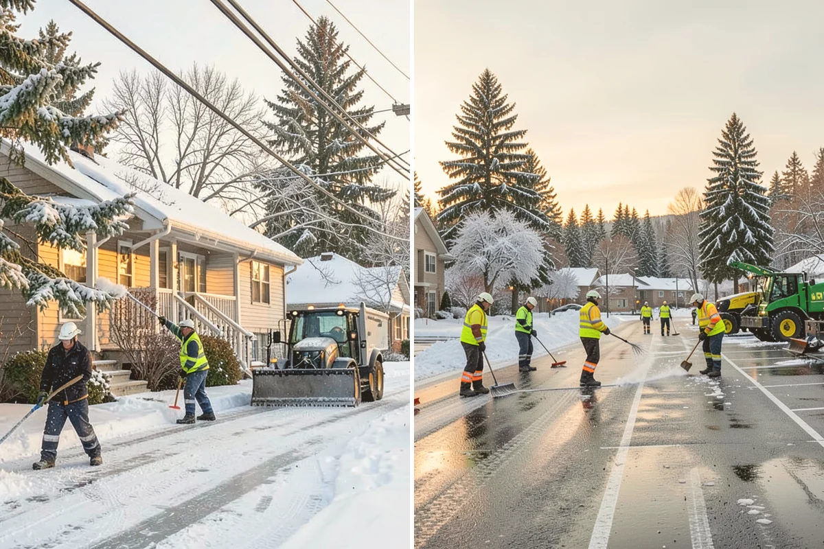 Circular Driveway Snow Removal in Lynnwood, Snohomish County, WA - We clear the full circular path to pavement