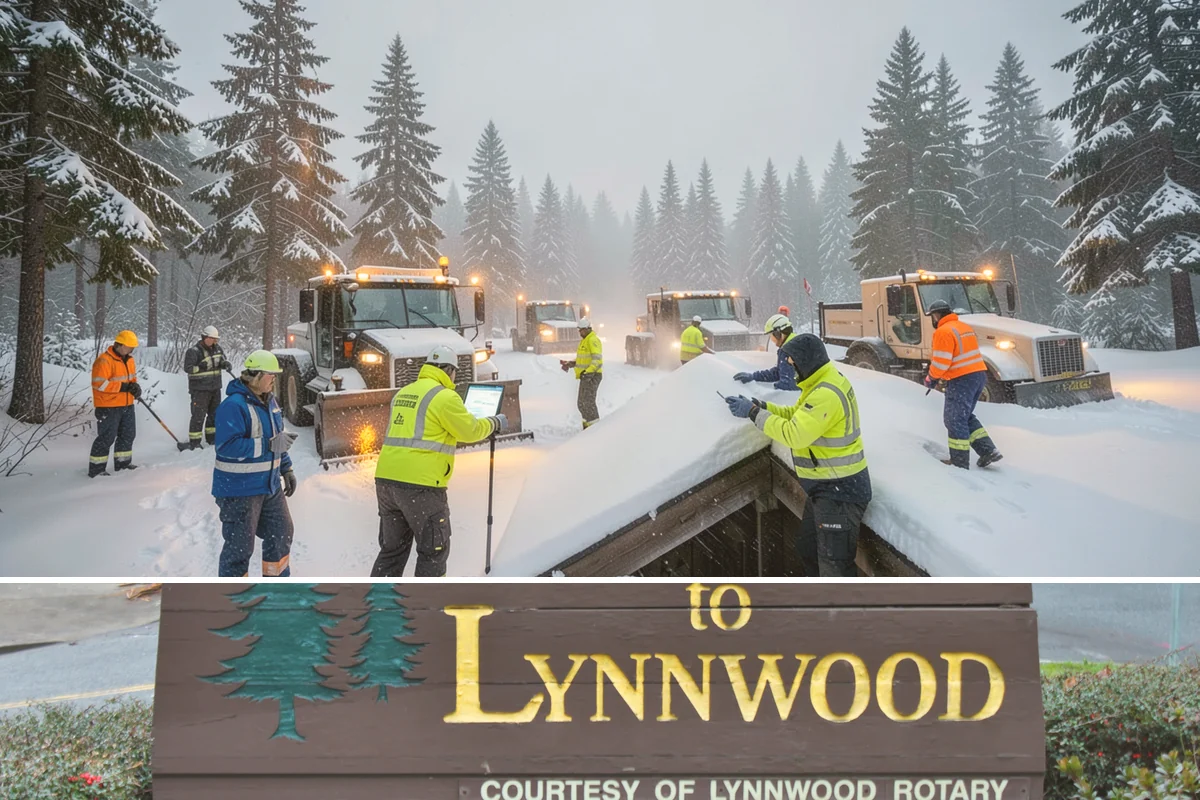 Circular Driveway Snow Removal in Lynnwood, Snohomish County, WA - Circular driveway service is busiest during lowland snowfalls in midwinter.