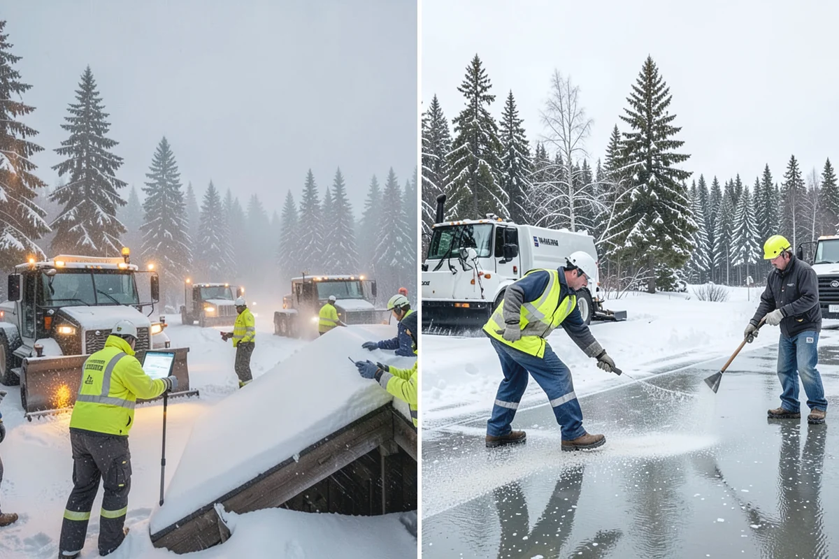 Circular Driveway Snow Removal in Marysville, Snohomish County, WA - We clear the full circular path to pavement