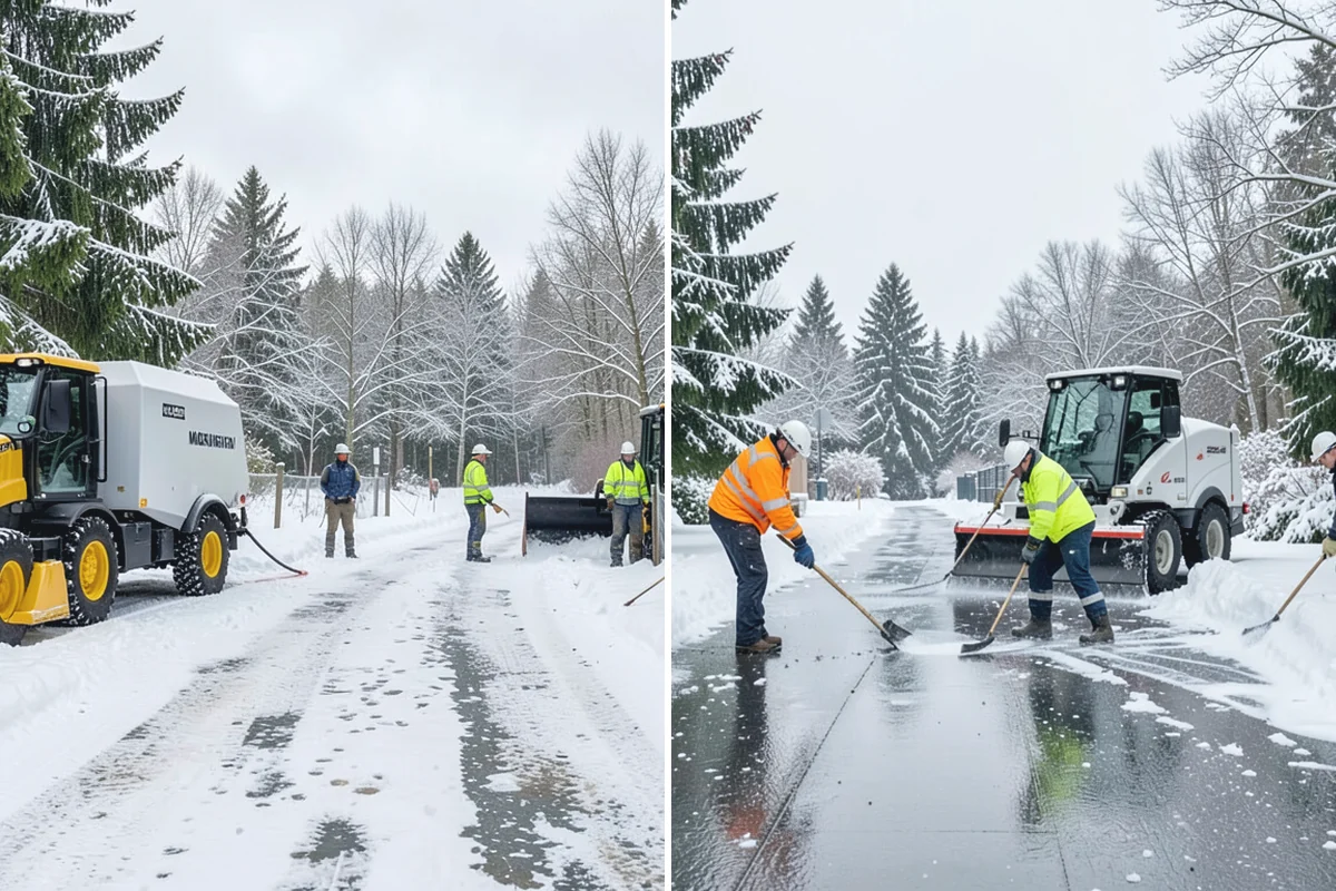 Circular Driveway Snow Removal in Medina, King County, WA - We clear the full circular path to pavement