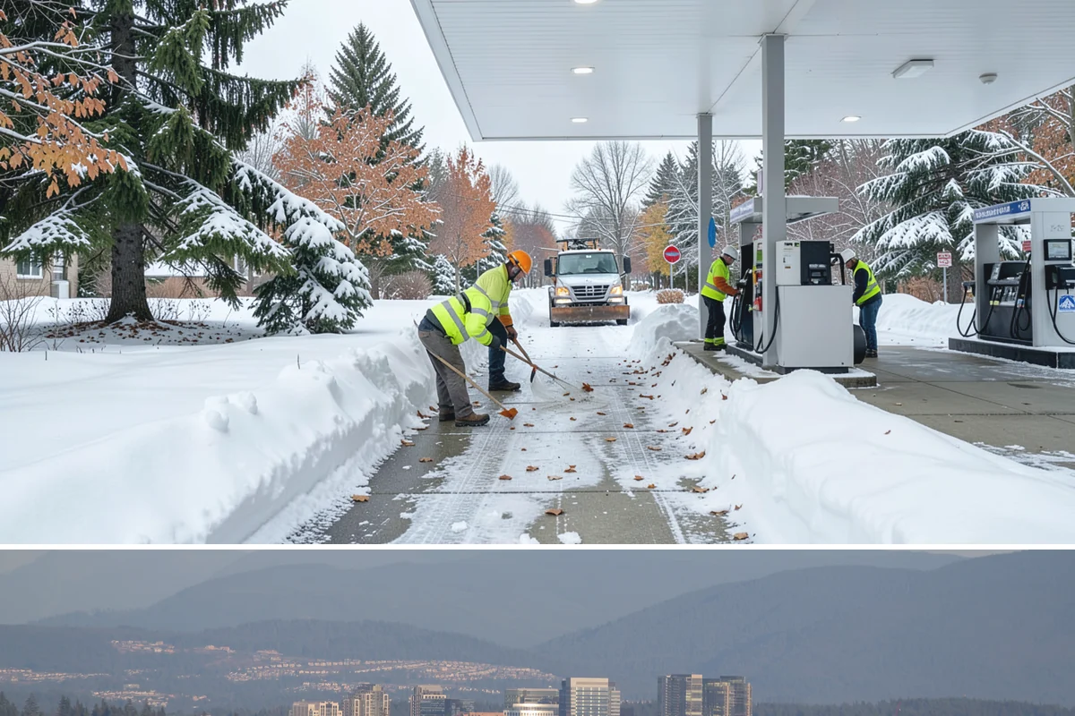 Circular Driveway Snow Removal in Medina, King County, WA - Circular driveway service is busiest during lowland snowfalls in midwinter.