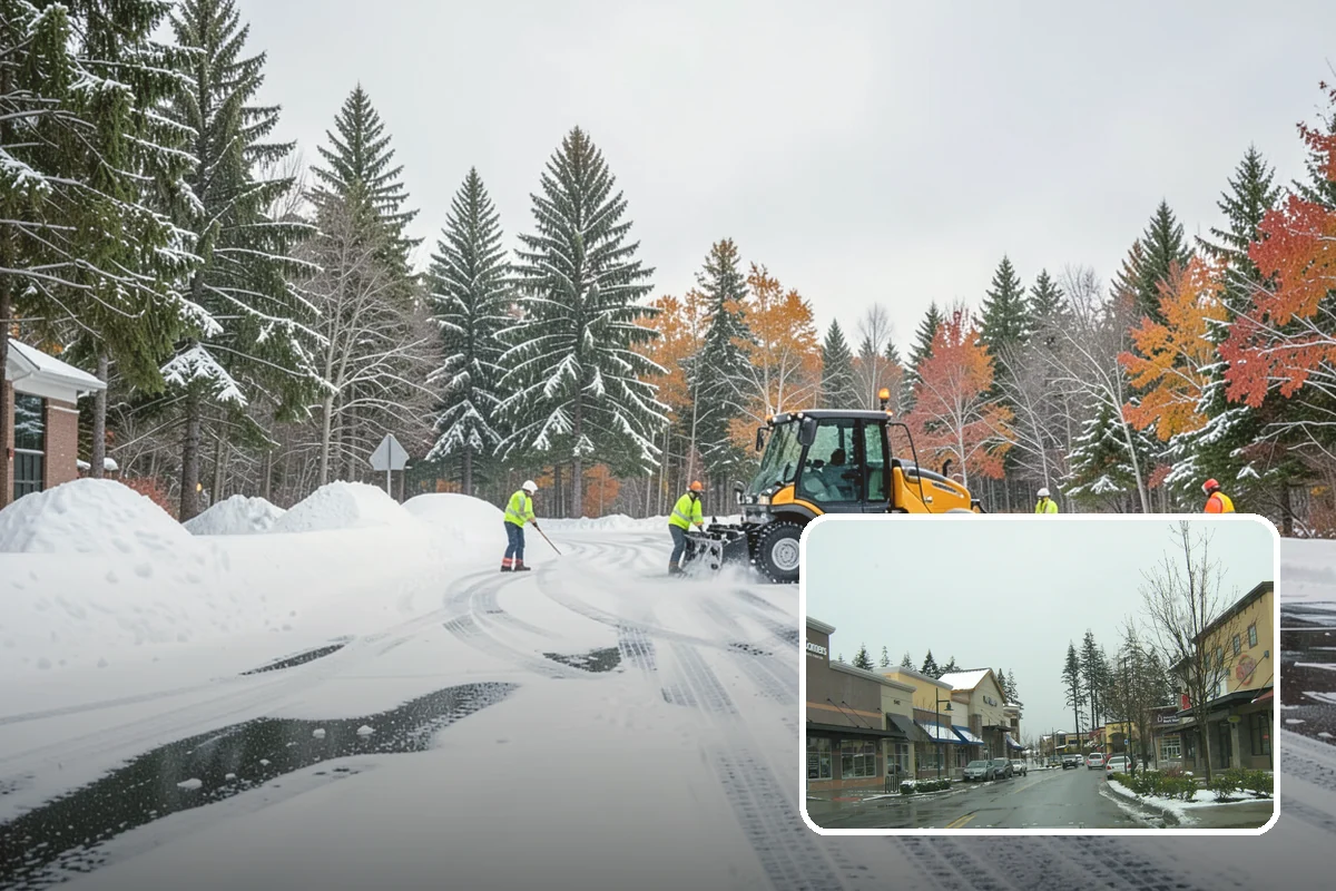 Circular Driveway Snow Removal in Mill Creek, Snohomish County, WA - Even clearing around the full loop