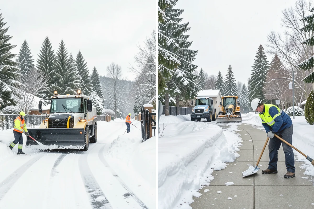 Circular Driveway Snow Removal in Mill Creek, Snohomish County, WA - We clear the full circular path to pavement