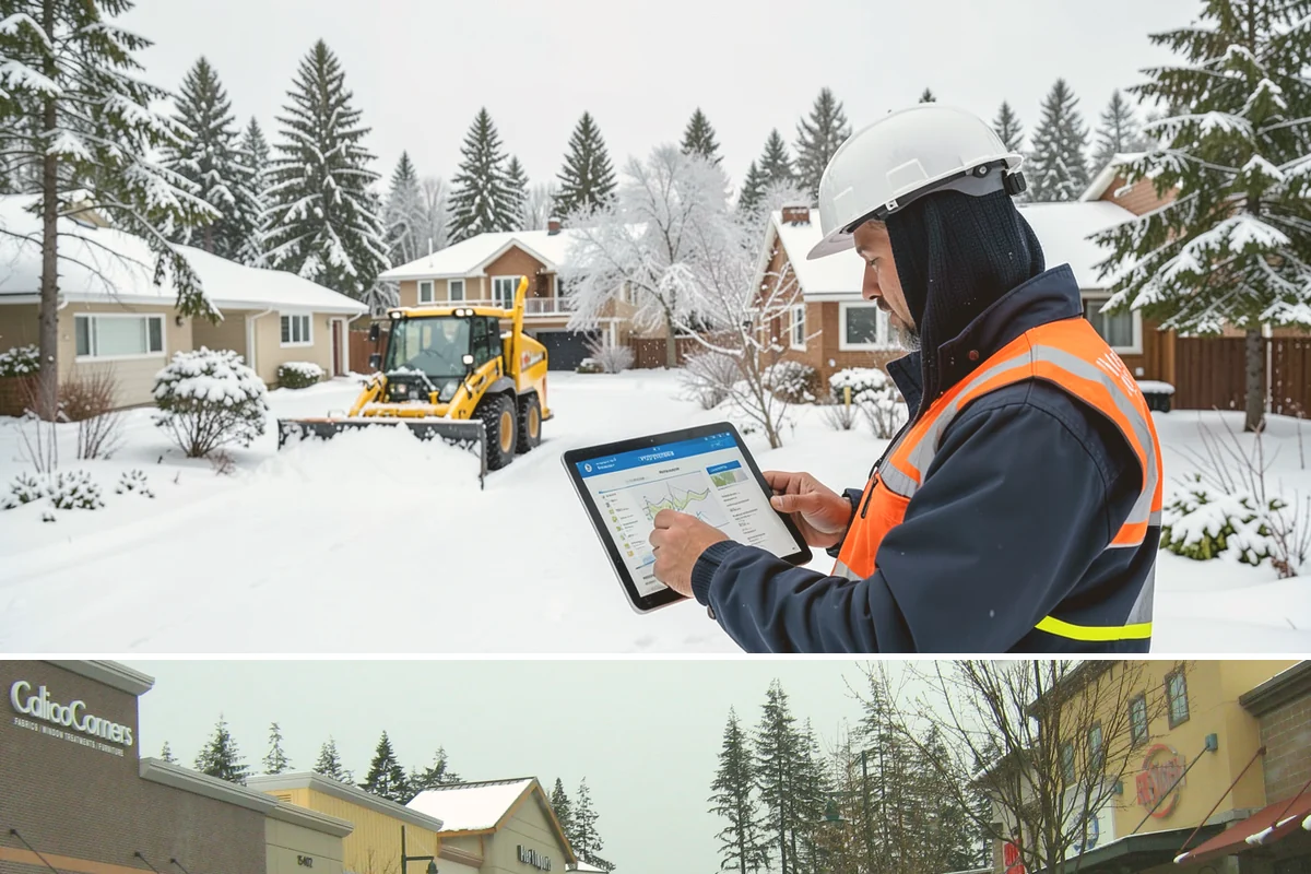 Circular Driveway Snow Removal in Mill Creek, Snohomish County, WA - Circular driveway service is busiest during lowland snowfalls in midwinter.